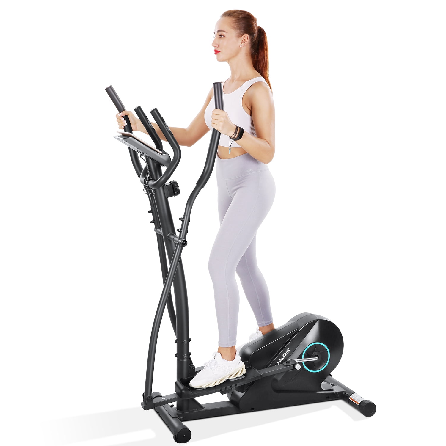 MaxKare Magnetic Elliptical Machine Elliptical Trainer Heavy Duty Smooth Quiet Driven  for Home Use with Front Flywheel/Display Panel/8-level Magnetic Resistance for Cardio Workout 