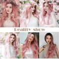 thumbnail image 2 of Pink Wig Long Curly Ombre Pink Wig with Bangs Heat Resistant Synethetic Fiber Wig, 2 of 7