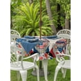 thumbnail image 4 of Outdoor Tablecloth with Umbrella Hole Zipper Independence Day Round Tablecloth 54" Waterproof Outside Table Cloth Red Blue Gnomes Flag Flowers Firework Patio Table Cover Tablecloths for Picnic Party, 4 of 8