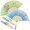 Green&blue, variant on 2 Pack Bamboo Silk Folding Fan Handheld, Chinese Vintage Retro Fabric Fans, Black Hand Fan for Performance, Dance, Fighting, Wedding, Church, Party & Gift