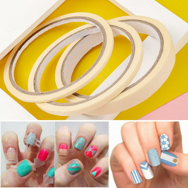 Besufy Nail Tape 3 Rolls Nail Art Tape Stripe Self-Adhesive Decor Guide  Tips Design Manicure Tool 