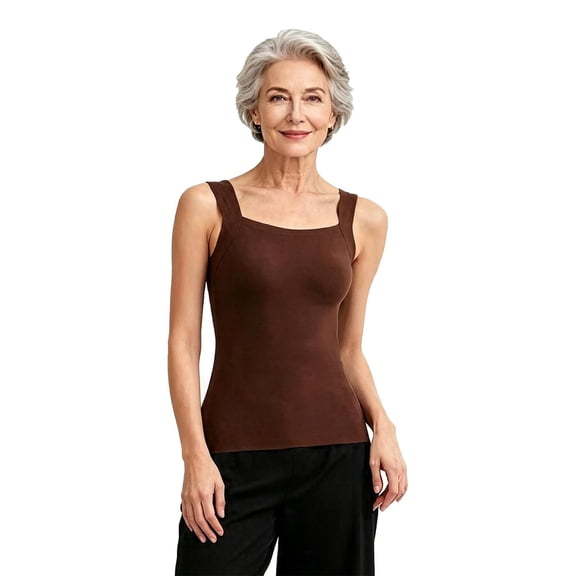 Maggie's Tanks with Built in Bra, Women's Square Neck Comfort Bra Tank Top, Seamless Wireless Support Cami Comfort