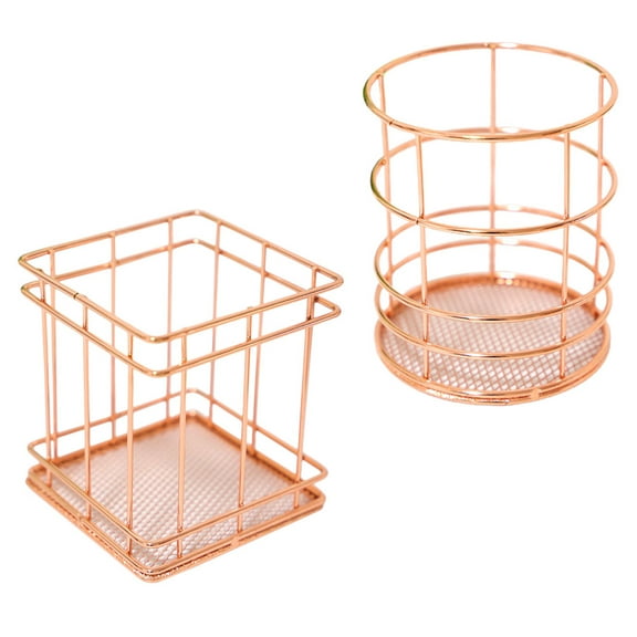 MLINS 2 PCS Makeup Brush Holder Wrought Iron Storage Basket