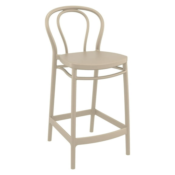 Luxury Commercial Living 37.75" Taupe Brown Solid Outdoor Patio Counter Stool