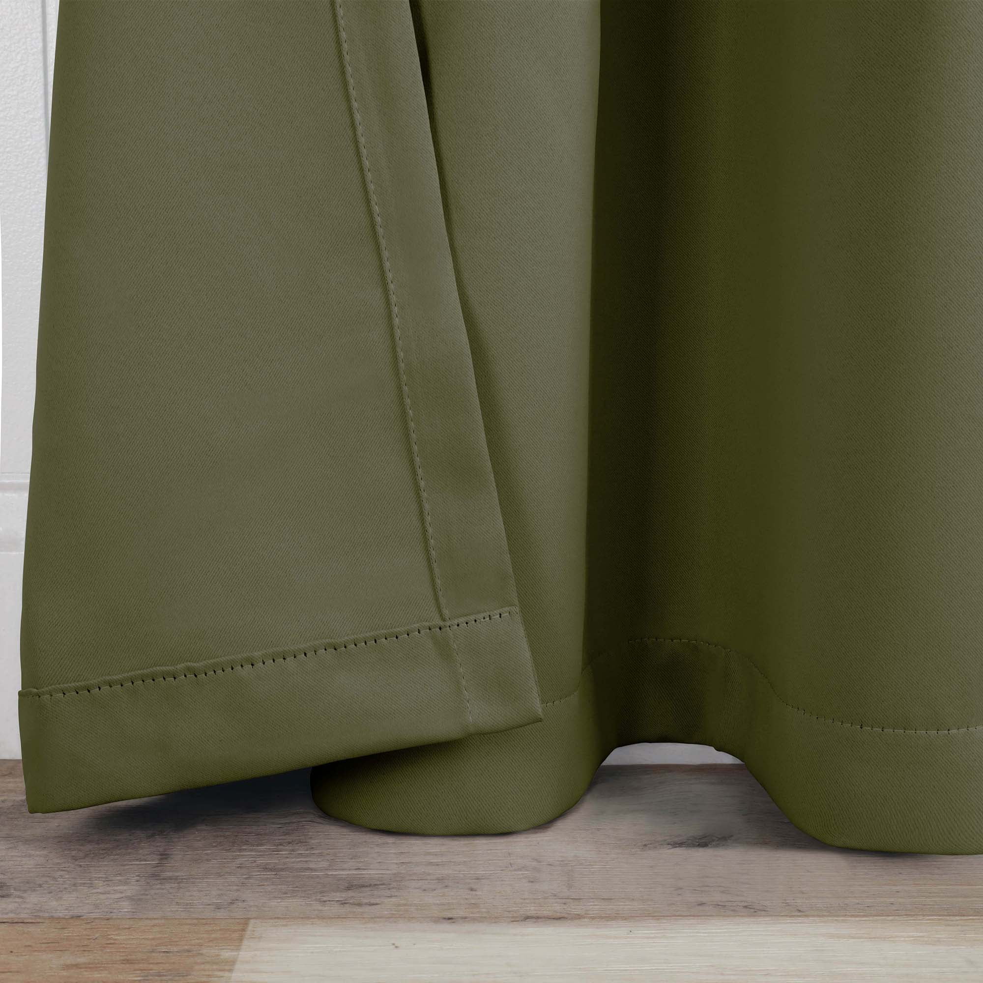 Superior Blackout Solid Light Filtering Grommet Curtain Panel Set, 52" x 96", Olive Green