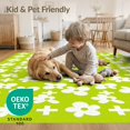thumbnail image 4 of ODIKA 4'x6' Green Sprout Geometric Floral Design Washable Area Rug Handwoven Pattern for Indoors Non-Slip, Chair-Friendly, Flatwoven for Home Office, Under Desk, 4 of 7