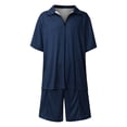 thumbnail image 7 of Men's Spring Summer 2-Piece Tracksuit, Short Sleeve Polo Shirt and Shorts, Casual Sport Suit For Hot Weather Outdoor Activities,Blue,3XL, 7 of 7