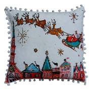 Throw Pillow Cover Christmas Santa Ride Embroidered & Printed