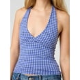 thumbnail image 5 of Halter Tops for Women Summer Crop Deep V Neck Blackless Tank Top Going Out Y2k Clothes Blue S, 5 of 7