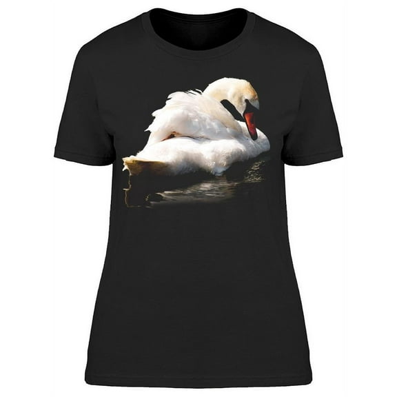 White And Cute Swan Swimming T-Shirt Women -Image by Shutterstock, Female x-Large