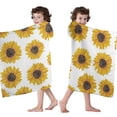 thumbnail image 4 of White Yellow Sunflower Pattern Hooded Bath Towel，60"x35" for Ages 3 To 12 Kids, Quick Dry Lightweight Soft Microfiber Hood Beach Towel Cover Up for Kids, 4 of 7