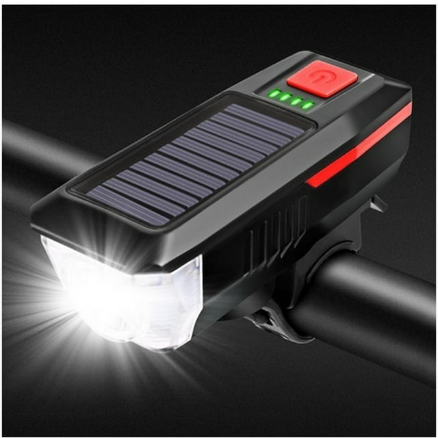 Headlights Bicycle With Horn Solar Energy Glare Night Ride Usb Charging Waterproof Everyday Bicycle Flashlight Equipment