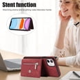 thumbnail image 4 of ELEHOLD Crossbody Wallet Case for iPhone 11 6.1" with RFID Card Slots Zipper Pocket Kickstand Function Shockproof Purse Case with Detachable Shoulder Strap for iPhone 11,Red, 4 of 8