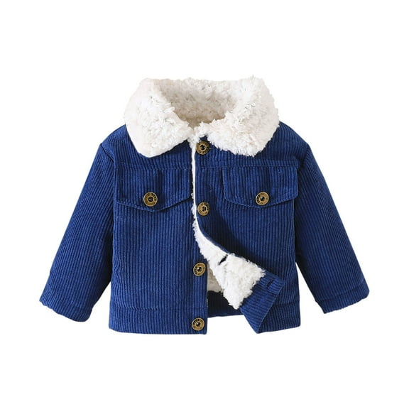 Mercatoo Baby Boys Girls Corduroy Jacket Kids Toddler 𝐒𝐡erpa Lined Top Lapel Button Down Thicked Warm Coat Winter Outerwear