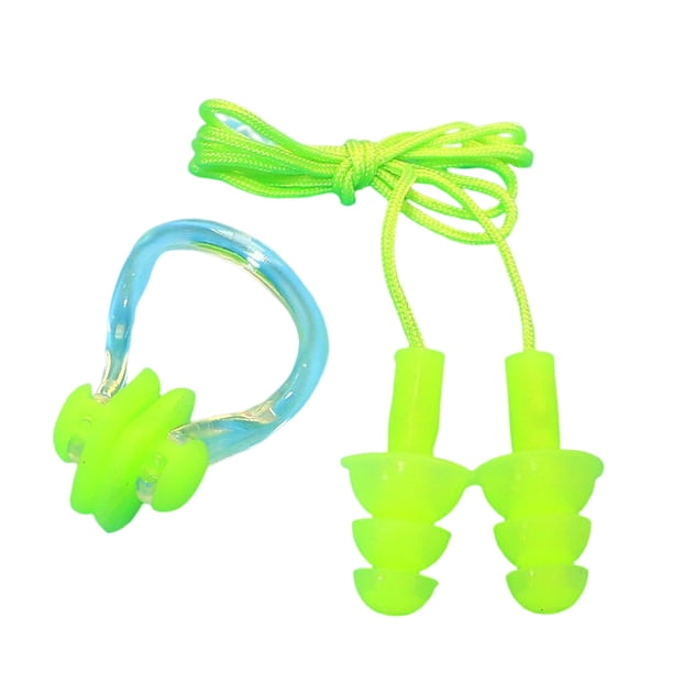 Juego de 2 piezas de tapones para los oídos Wosthever pinzas para la nariz Kit de Deportes acuáticos Verde