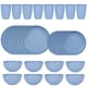 thumbnail image 1 of Nvzi 32pcs Wheat Straw Dinnerware Set,Plates and Bowls Set,Camping Dish Set for 8, Plastic Dinnerware Set,Dishwasher Safe Dinnerware Set,Blue, 1 of 5