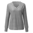 thumbnail image 4 of Vedolay Cute Sweaters Womens Cropped Striped Sweaters Oversized Long Sleeve Crew Neck Crop Tops,Gray XL, 4 of 5