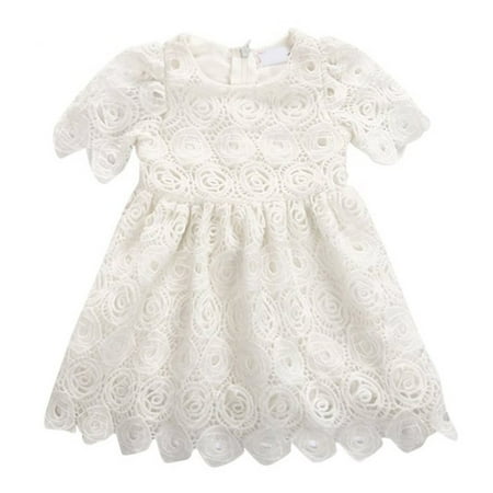 

SANAG Infant Baby Girls White Princess Dress Lace Flower Party Wedding Summer Dress Clothes