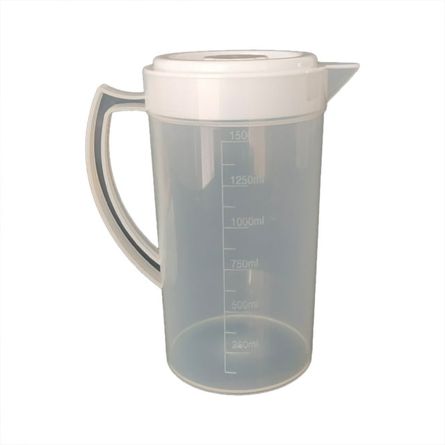 Bouteille en Verre 2 L Grande Capacité Bouilloire Transparente avec Tasse Doseuse Graduée et Poignée pour Eau Froide