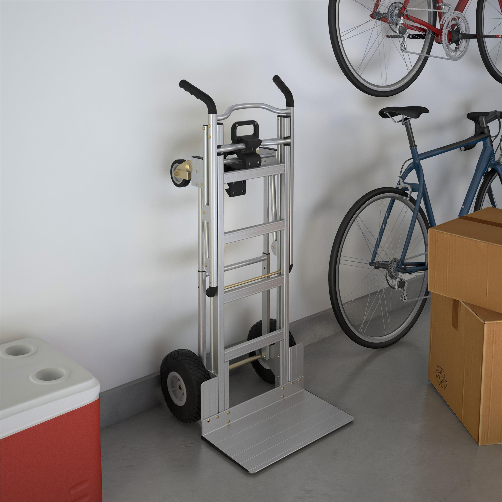 Cosco 3-in-1 Assist Series Aluminum Hand Truck/Assisted Hand Truck/Cart w/ flat free wheels, Silver - image 2 of 16