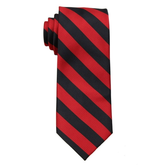 Mens College Striped Necktie Ties - Red Black
