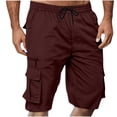 thumbnail image 2 of DDAPJ pyju 2026 Fashion Cargo Shorts for Men Casual Summer Outdoor Hiking Pants Elastic Waist Knee Length Bermuda Shorts with Multi-Pockets Wine M, 2 of 7