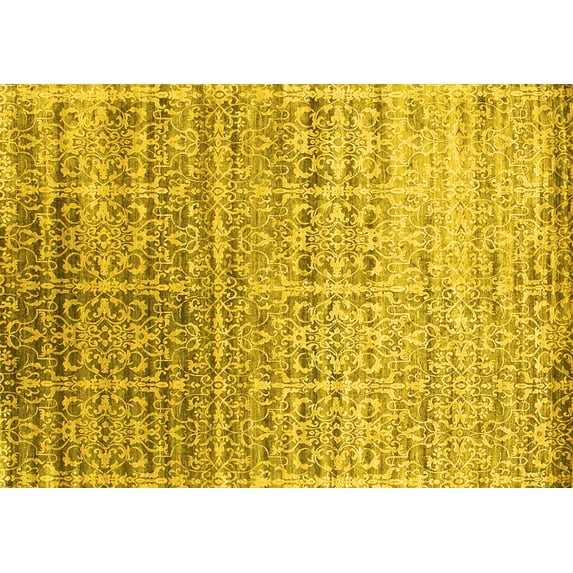 Ahgly Company Indoor Rectangle Abstract Yellow Contemporary Area Rugs, 5' x 8'
