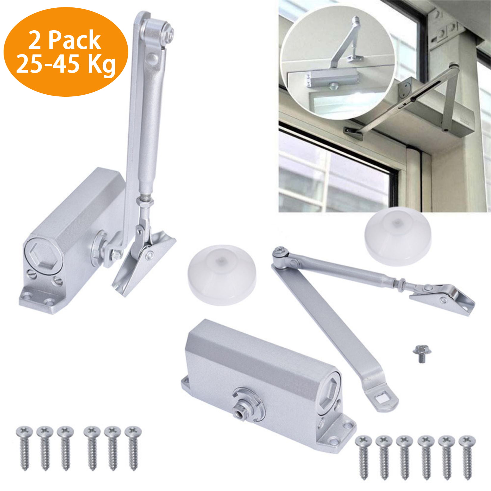 2x 45-65kg Aluminum Commercial Door Closer Two Independent Valves Control Sweep for sale online 