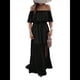 thumbnail image 1 of Vestido Informal de Lunares con Hombros Descubiertos para Mujer, con Volantes, Corsé, Borlas y Cintura Alta, con Abertura y Abertura, Color Liso Negro XL, 1 of 8