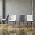 thumbnail image 2 of Tcbosik Dining Room Chairs Set of 4, PU Leather Chair with Metal Legs, Upholstered Side Chair for Kitchen, Living Room, White+Gray, 2 of 9