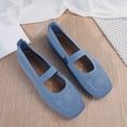 thumbnail image 4 of Dweltoz Mary Jane Flat Shoes for Women Slip on Square Toe Knit Flats Comfort Lightweight Office Low Heel Sandals,Light Blue 39, 4 of 8
