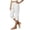 02# White, variant on HKYNLAG Capri Pants for Women Petite Split Button Elastic Waist Cotton Linen Capris Summer Casual Pedal Pushers with Pockets Gray 2XL