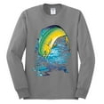 thumbnail image 2 of Mahi-Mahi Fish Catching Small Fish Animal Lover Mens Long Sleeve Shirt, Heather Grey, Medium, 2 of 3