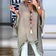 thumbnail image 2 of LYXSSBYX Women Long Sleeve Tops Hot Sale Clearance Women Fashion Solid V-neck Loose Irregular Long Sleeve T-shirt Top Blouse, 2 of 9