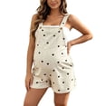 thumbnail image 2 of BRGZLK Maternity Overall Shorts for Women Fashion Casual Sleeveless Adjustable Waist Loose Heart Print Overalls Jumpsuit Shorts,Maternity Overalls Shorts 2026 Black A L, 2 of 9