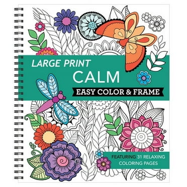 Color & Frame Large Print Easy Color & Frame - Calm (Stress Free Coloring Book), (Spiral-Bound)