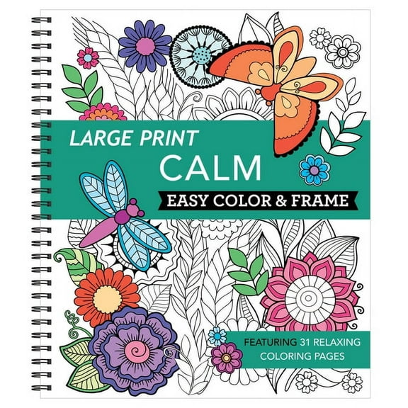 Color & Frame Large Print Easy Color & Frame - Calm (Stress Free Coloring Book), (Spiral-Bound)