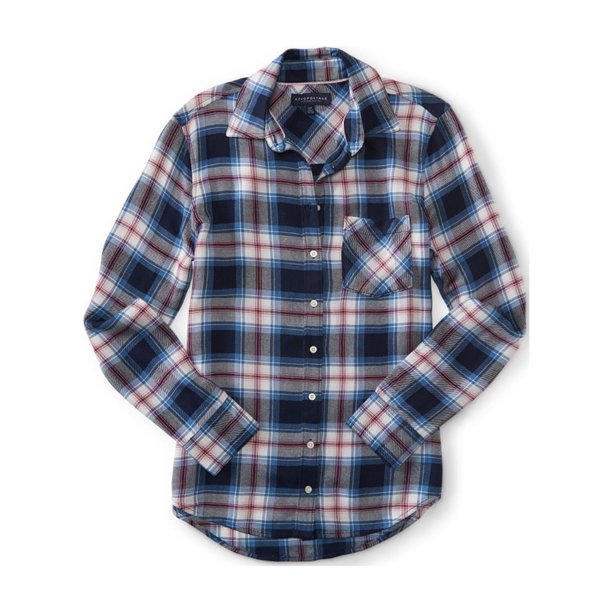 Camisa de franela a cuadros Aeropostale para mujer color rojo XS