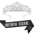 thumbnail image 1 of Set de banda y corona de cumpleaños FASOTY Birthday Baddie para mujer, 1 of 6