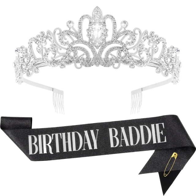 Set de banda y corona de cumpleaños FASOTY Birthday Baddie para mujer