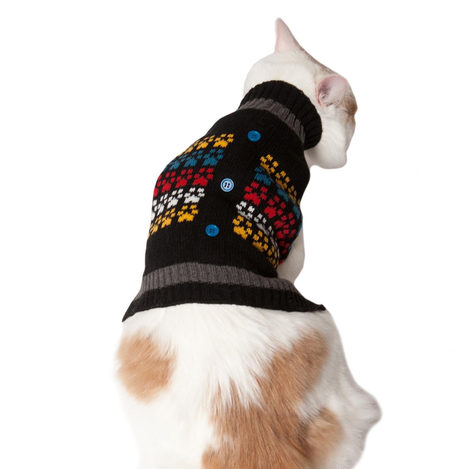 Holiday Time Black Paw Cardigan Dog Sweater