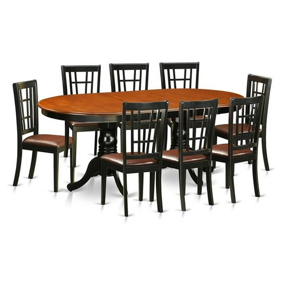 Atlin Designs 9-piece Wood Dining Table and Chair Set in Black