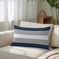 thumbnail image 3 of Navy Blue Grey Stripe Throw Pillow Cover, Pillowcase Protectors with Zipper, Breathable Decorative Lumbar Pillow Case Cover, Modern Art Horizontal Striped Pillow Shams for Couch Sofa 12x20Inch, 3 of 8