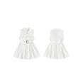 thumbnail image 2 of BemeyourBBs Toddler Baby Girl Safari Dress Kids Little Baby Girls Safari Outfit Lapel Sleeveless Front Pockets Button Down Pleated Dress with Belt Spring Summer Fall Clothes, 2 of 9