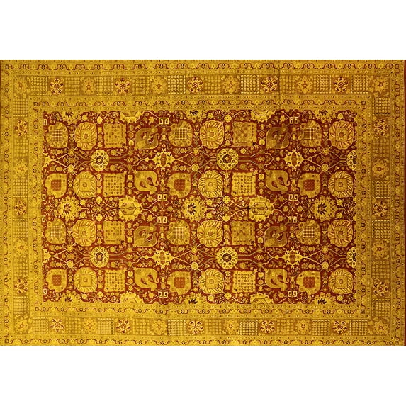 Ahgly Company Indoor Rectangle Oriental Yellow Industrial Area Rugs, 5' x 8'