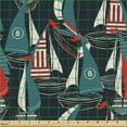 thumbnail image 2 of Navy Blue Fabric by the Yard Upholstery, Plenitude Hand Drawn Colorful 8 Number Written Boat Composition on Plain Backdrop, Decorative Fabric for DIY and Home Accents, Multicolor by Ambesonne, 2 of 5