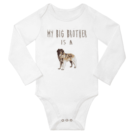 

My Big Brother is a Leonberger Dog Cute Baby Long Sleeve Clothing Bodysuits Boy Girl (White 18-24M)