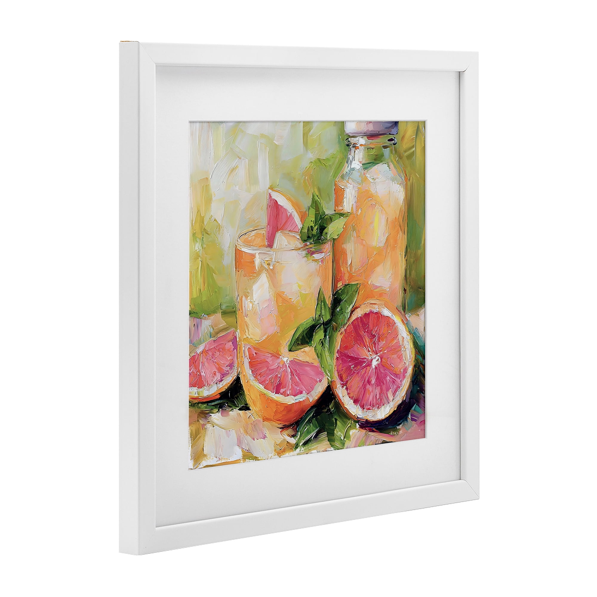 Stupell Industries Grapefruit Summer Refreshment White Framed Print Under Glass, design by Riley B