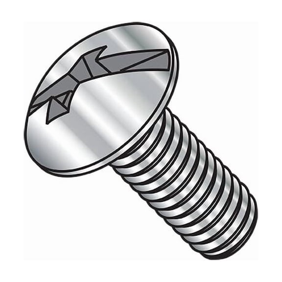 #10-32 x 1/2 in Combination Phillips/Slotted Truss Machine Screw, Plain Steel, 4000 PK