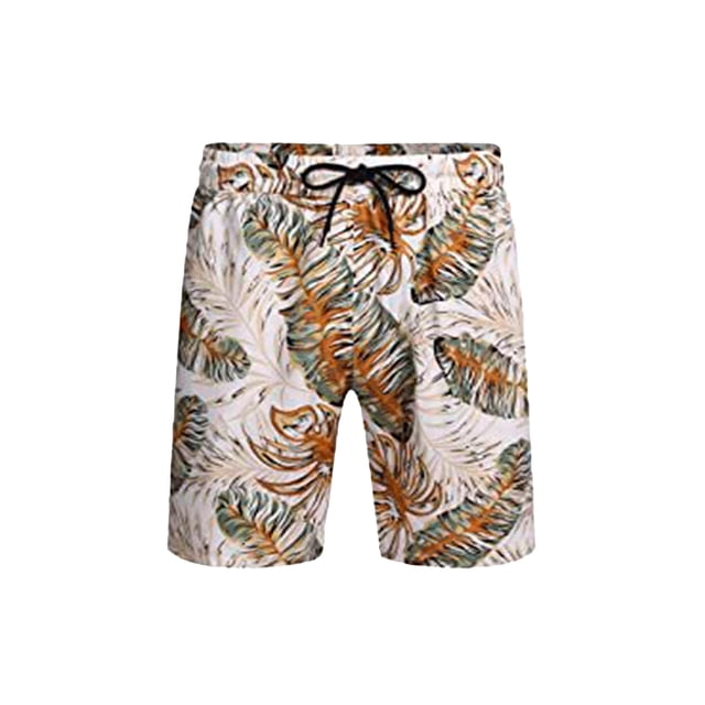 Txlixc Pantalones cortos de playa para hombres con cintura elástica, impresión hawaiana suelta Txlixc moda